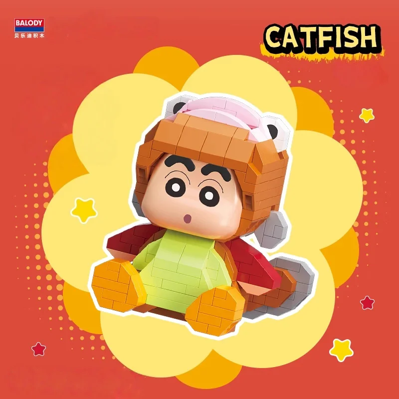 Klocki konstrukcyjne Crayon Shin-chan, model z małych elementów, seria kreskówkowa z uroczymi zwierzętami, zabawka, ozdoby, prezent urodzinowy