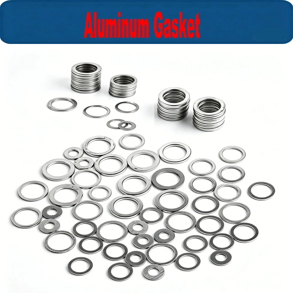 20/50PCS Aluminum Flat Washer Flat Ring Sealing Gasket Plug Oil Seal Fittings Washers Fastener Kit Hardware Accessories M6-M26