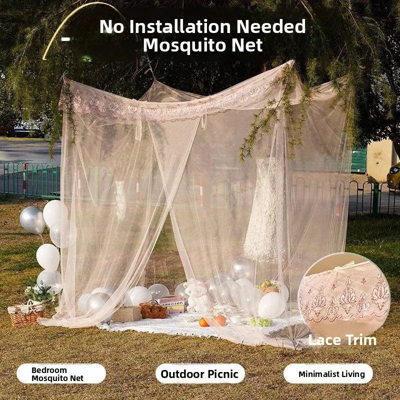 

Traditional Court Style Mosquito Net Floor Standing Old Fashioned Bedroom Anti-Mosquito Curtain Bed Canopy for Universal Use