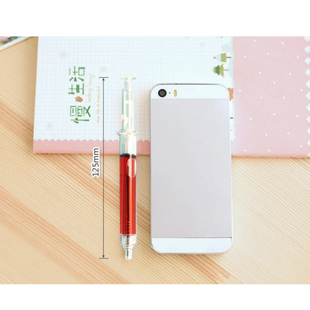 

12pcs Simulation Syringe Ballpoint Pen Liquid Fill Click Action Refillable Writing Tool For School Office Christmas Gift Needle