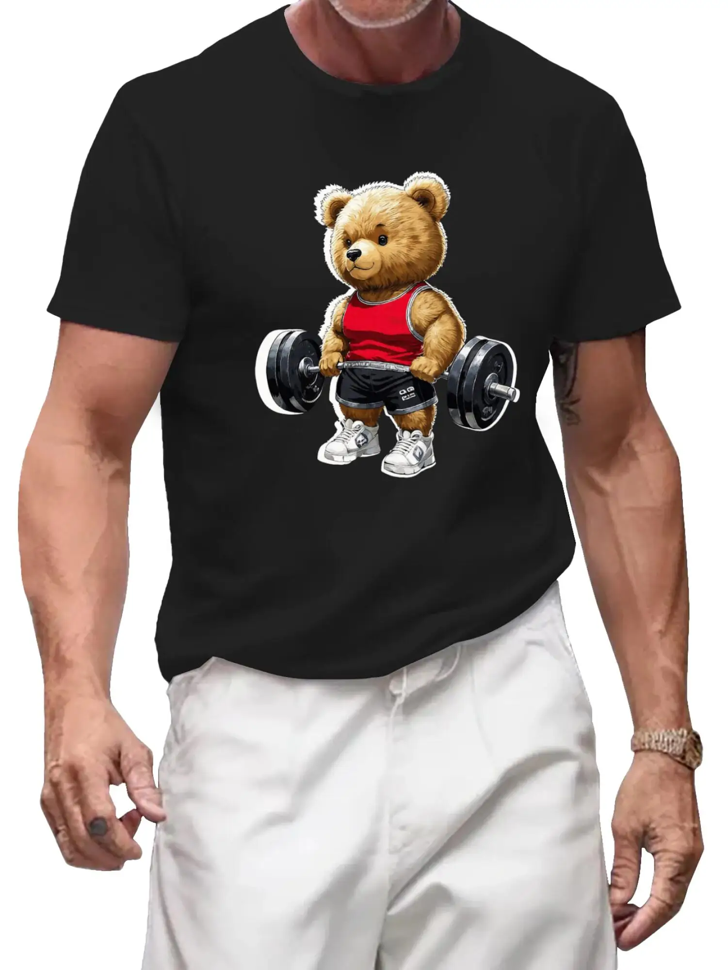 قميص الدب الصيفي المضحك، تي شيرت الدب لرفع الأثقال، تي شيرت لتمارين اللياقة البدنية، هدية لمحبي الصالة الرياضية، قميص حيوانات كمال الأجسام