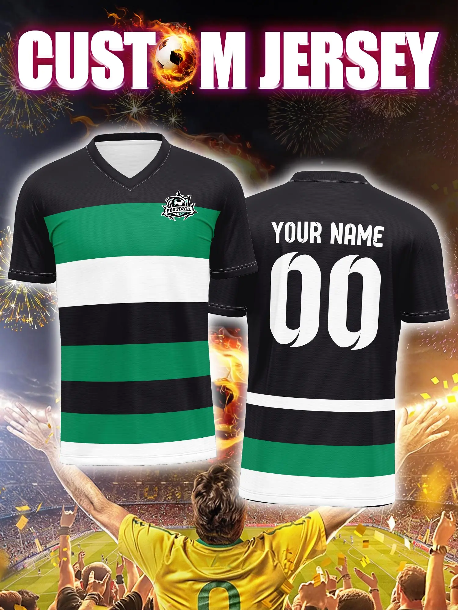 

Спортивная футболка с V-образным вырезом для взрослых и детей, с индивидуальным именем и номером, быстросохнущая, модная, с сублимационной печатью, 2026