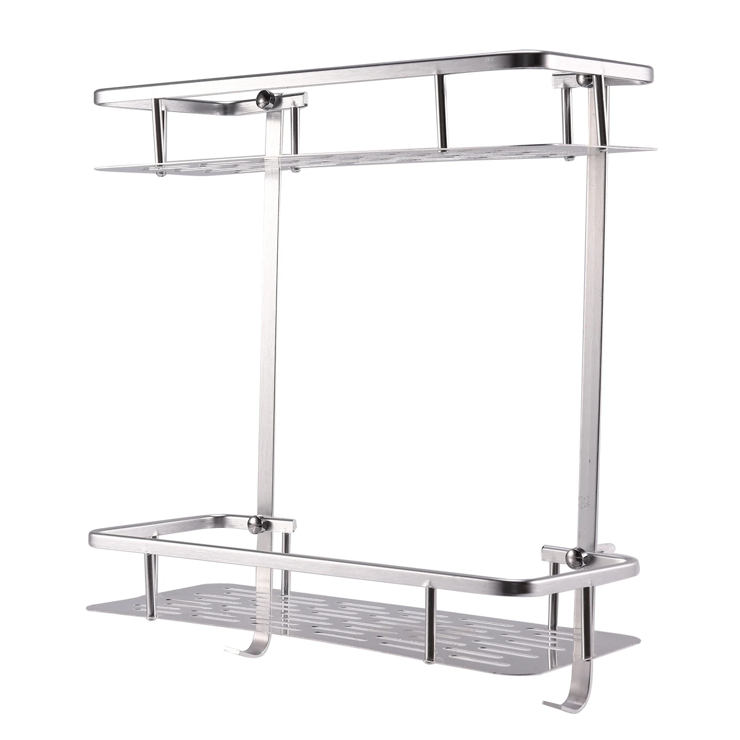 Aluminum Wall Mounted Dual 2 Tier Bathroom Shower Bath Shelf Rack Holder Caddy