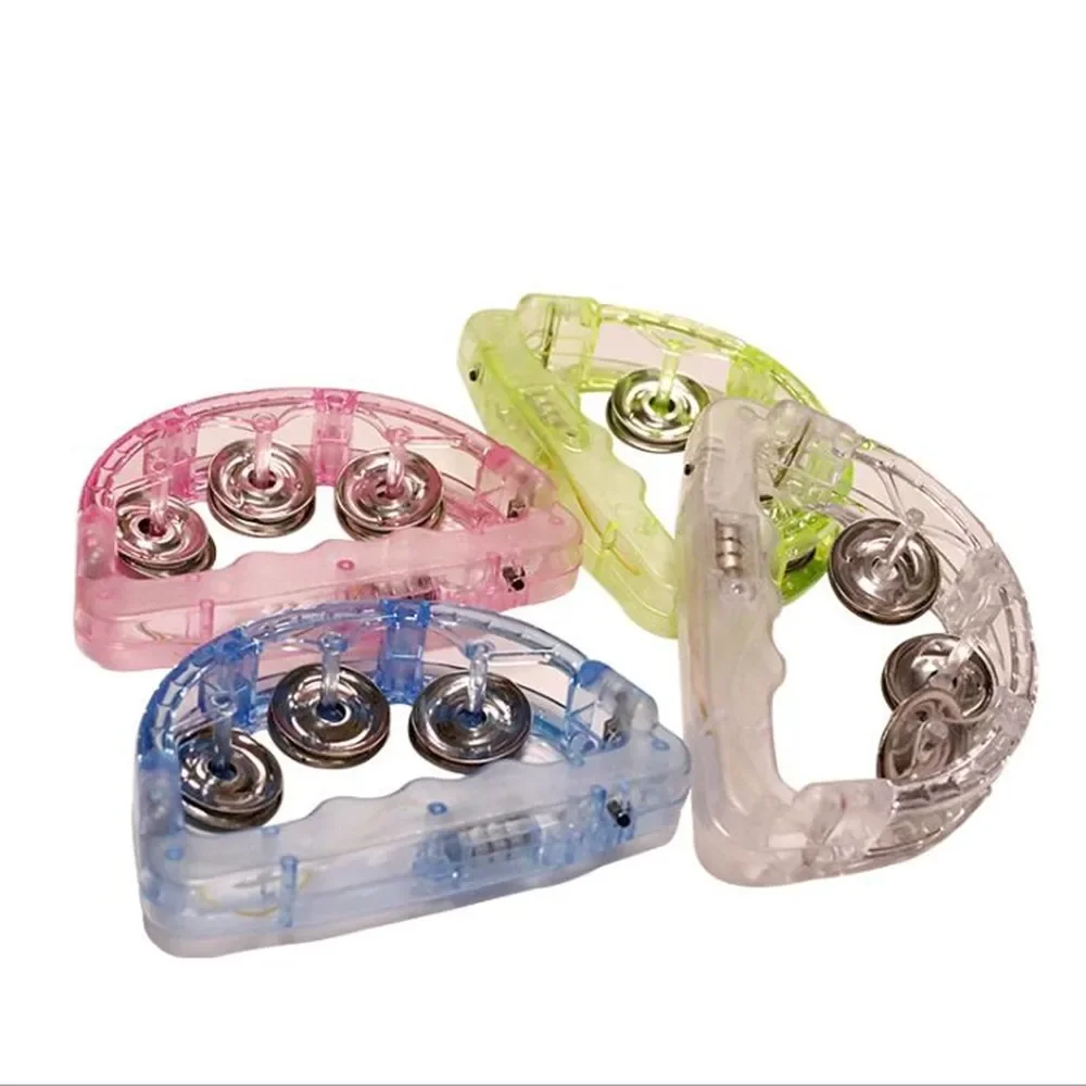 Flashing Tambourine LED Light Up Sensory Toy For Kids Musical Instrument Shaking Noisemakers Concert Parties Shaking Toys