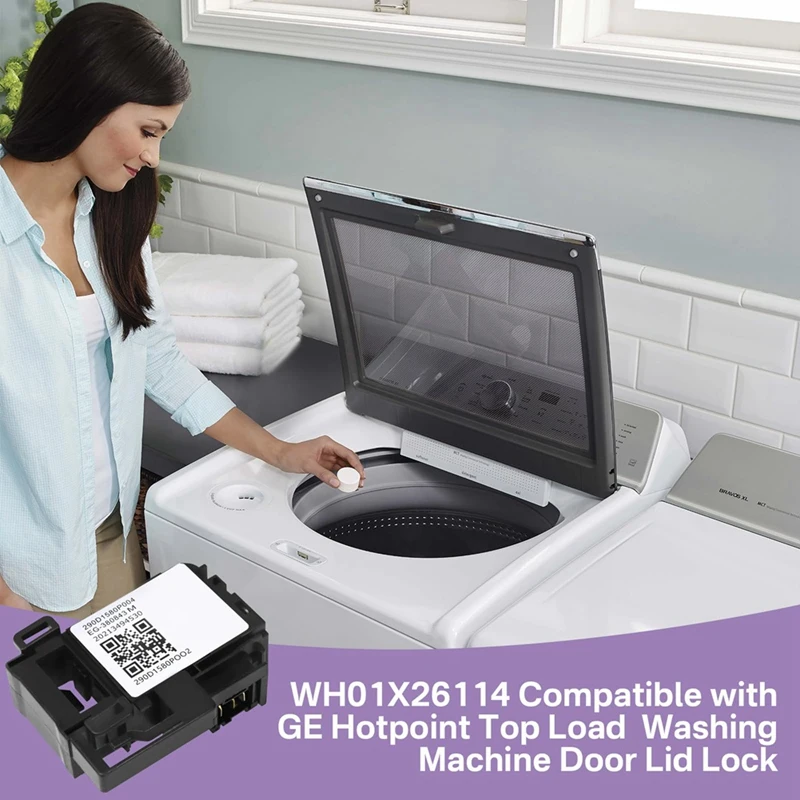 สวิตช์ล็อคฝาเครื่องซักผ้า WH01X27954 290D1580P004อุปกรณ์เสริมสำหรับ hotpoint TOP Load เครื่องซักผ้าชุดล็อคประตู