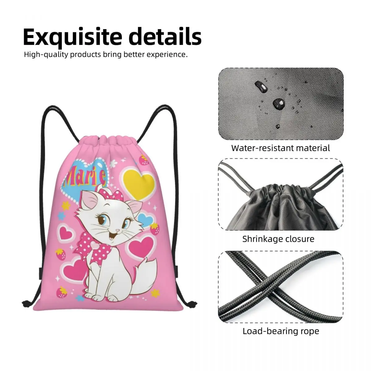 Custom Marie Cat Lover Drawstring Bag for Shopping Yoga Backpacks Women Men Sports Gym Sackpack