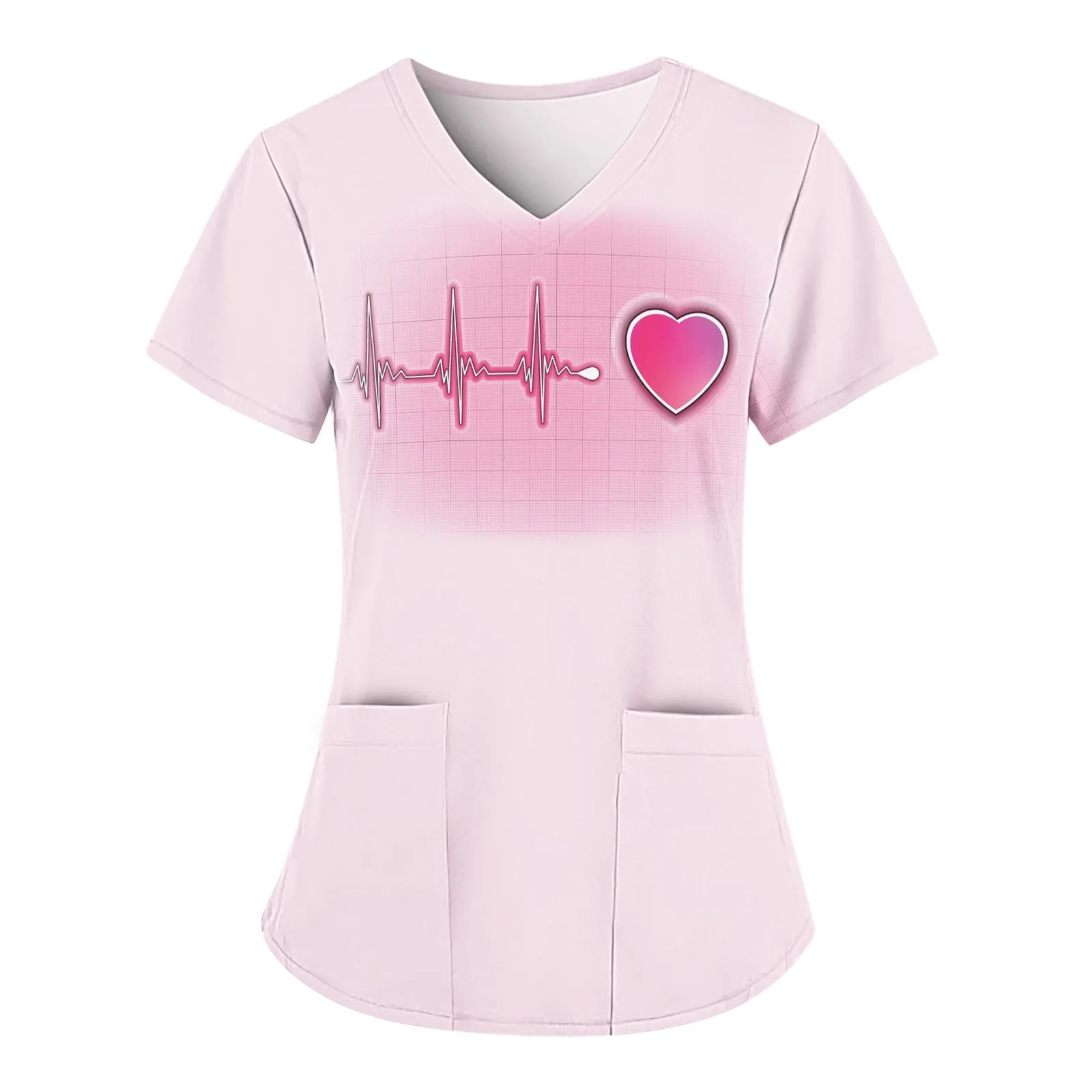 

Valentine's Day Printed Nursing Wear T Shirt Top Women's Fashion Print Short Sleeve With Pockets V Neck T Shirt Nursing Wear