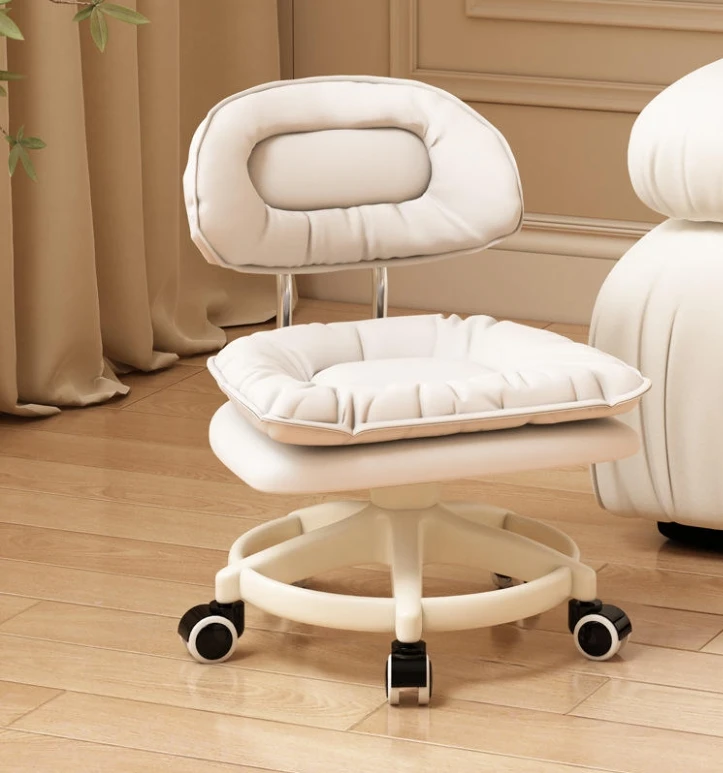 

Modern Wooden Small Stool With Wheels Universal Mobile Backrest Chair and Small Bench for Home Furniture Use for Living Room