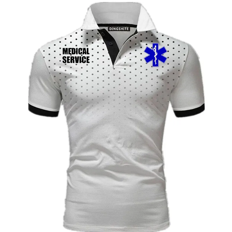 Luxury men's POLO shirt comfortable high-quality cotton EMT Emergency Ambulance print men's short-sleeved Gradient men's T shirt