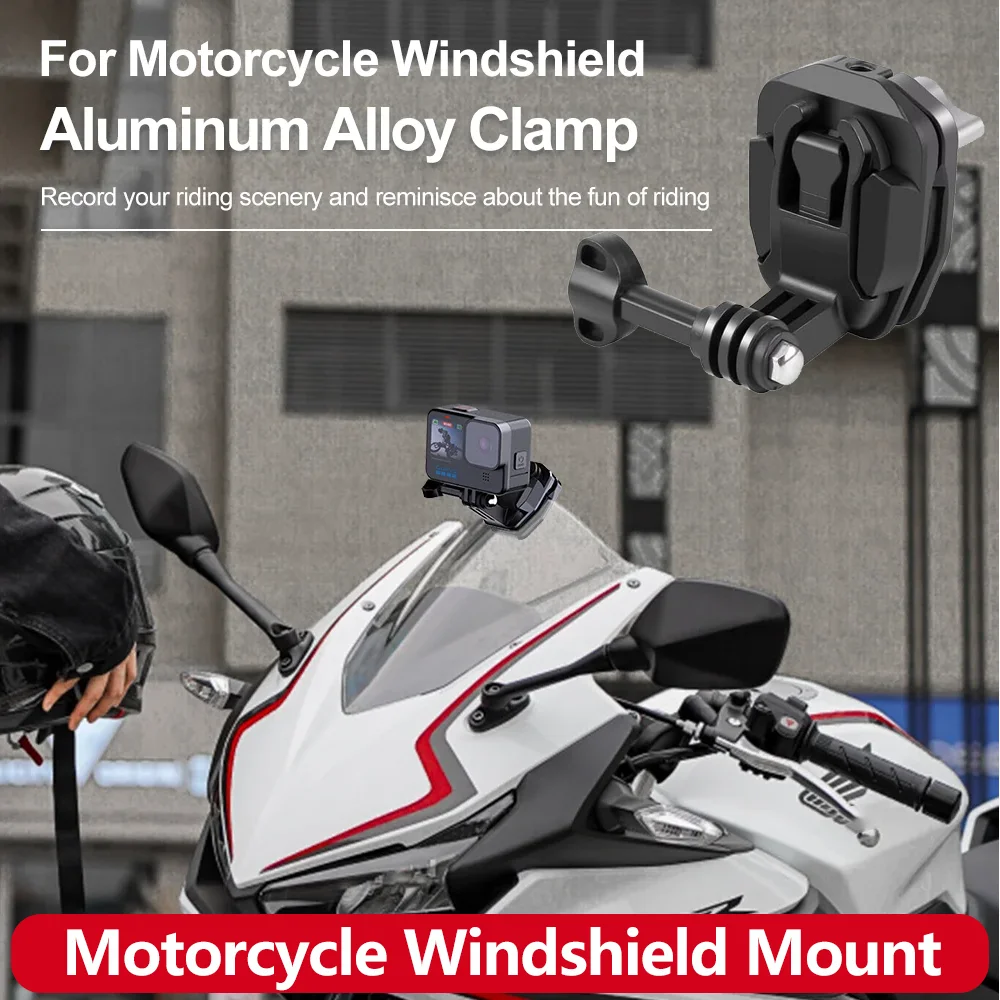 Uchwyt mocujący do szyby motocyklowej ze stopu aluminium do kamer GoPro Hero 13 12 11 10 9 AKASO Insta360 SJCAM DJI Osmo Action