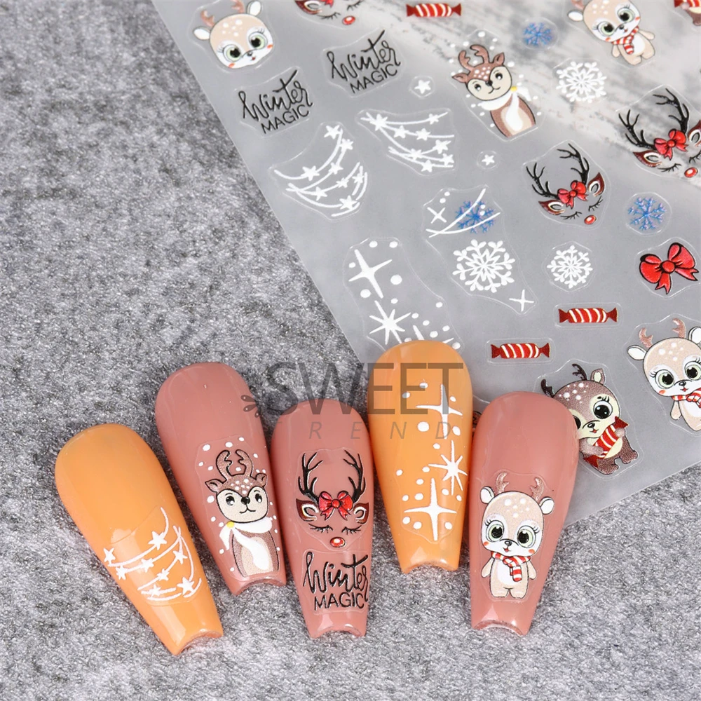 2/3PCS Holiday Nail Art Stylish Durable Fit Paper Card 5g Christmas Party Holiday Nail Decoration Uniform Color Easy To Use