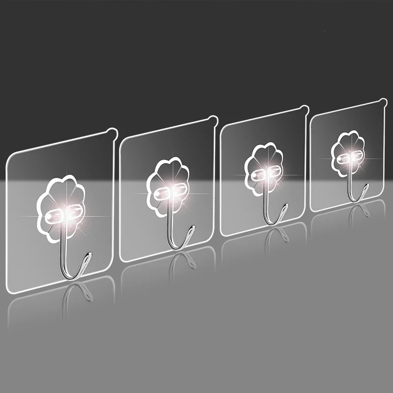 10pcs Hanging Hooks Transparent Hook Nail-Free Magic Sticky Hooks For Kitchen Bathroom Self Adhesive Wall Hook Storage #2729