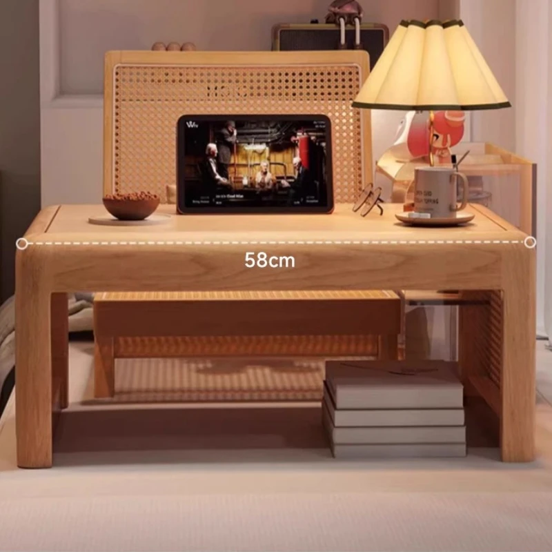 Solid Wood Bay Window Table Japanese Low Tea Table for Tatami Minimalist Floor Desk Multi-Use Bed