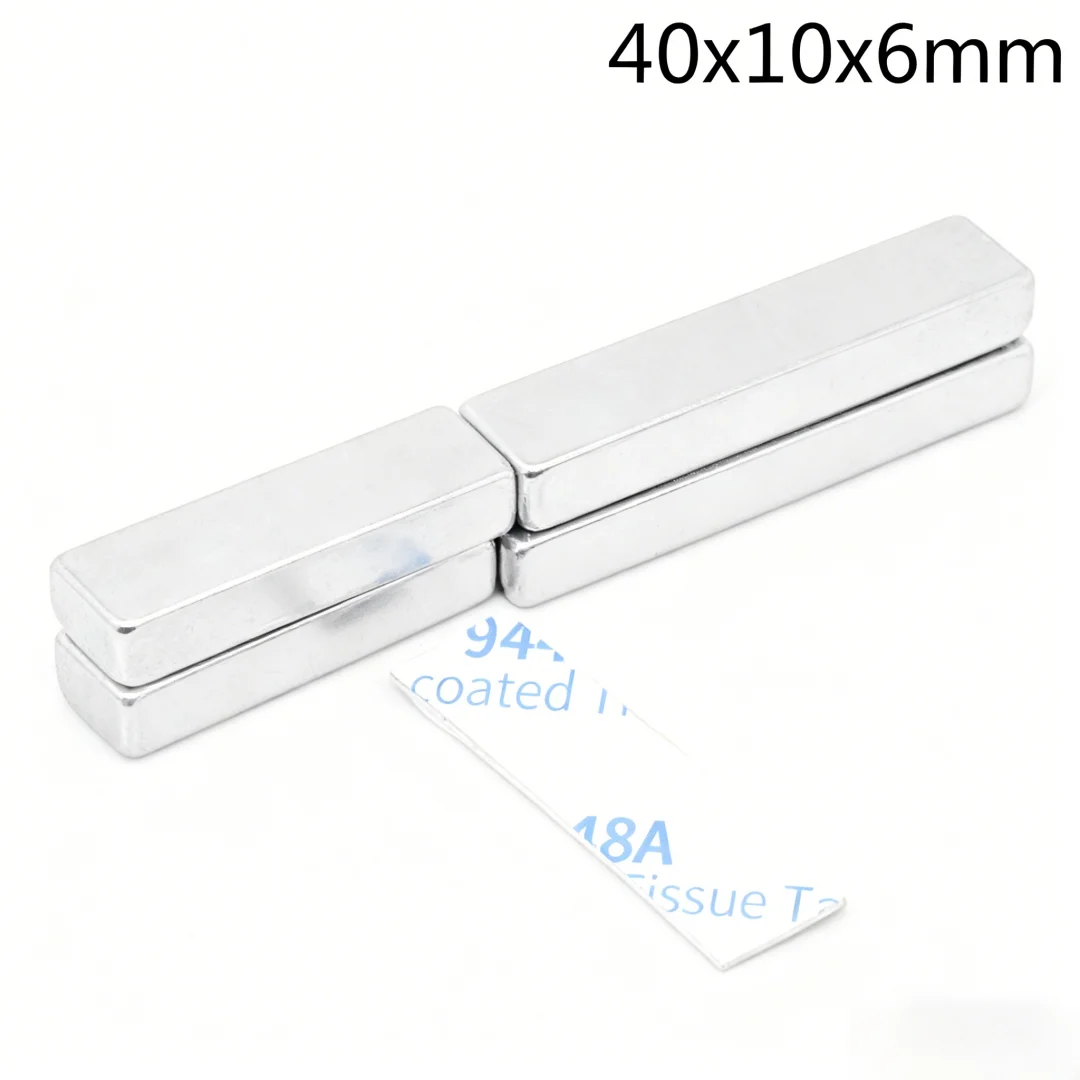 40x10x6mm Block Strong Powerful Magnets With Self - Adhesive Tape 40**10*6 For Fridge DIY Building Scientific Craft 40x10x6