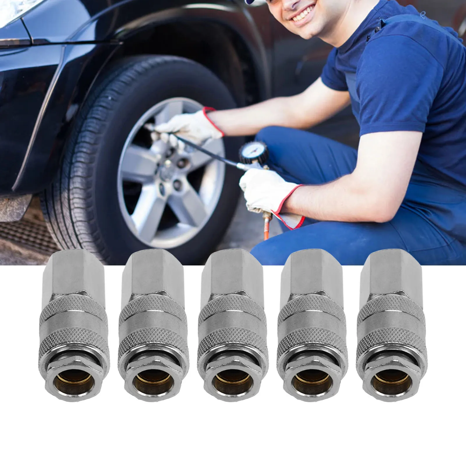 

1/4 дюйма NPT воздушный инструмент соединитель 5 шт. прочный противоутечный долговечный быстроразъемный соединитель с внутренней резьбой для автомобиля