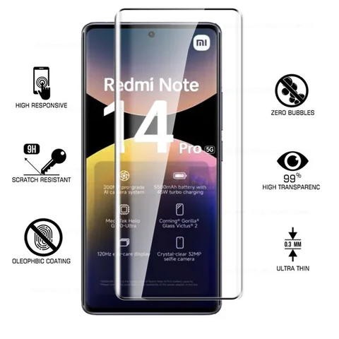 Защитное стекло 4 в 1 для Redmi Note 14 Pro 5G, 15 Pro 4G, 3D изогнутое закаленное стекло для Xiaomi Redmi Note 15, 14Pro＋, 15Pro＋