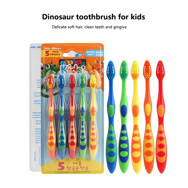 5pcs/Pack Children's Toothbrush High-density Soft Bristle Teeth Whitening Brushes For Children Aged 3-12 Years Dental Oral Care