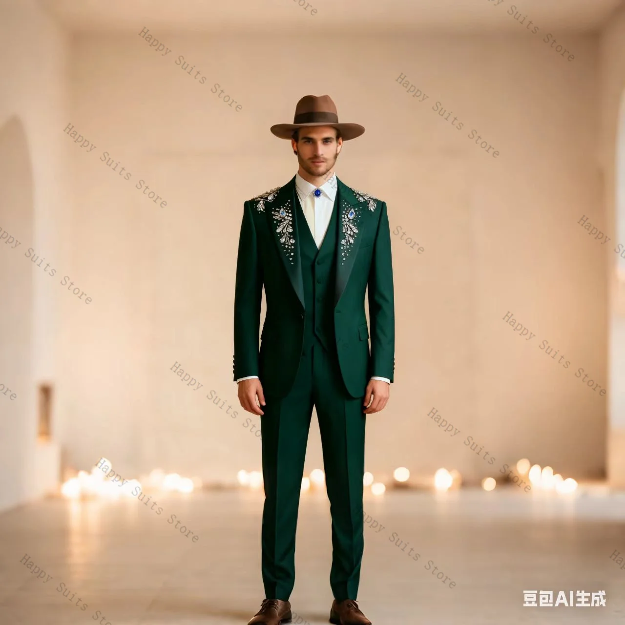 الأزرق بلورات الرجال دعوى مجموعة 3 قطعة سترة + السترة + السراويل بنطلون مكتب رسمي معطف القطن الزفاف البدلات الرسمية سترة مخصصة الزي