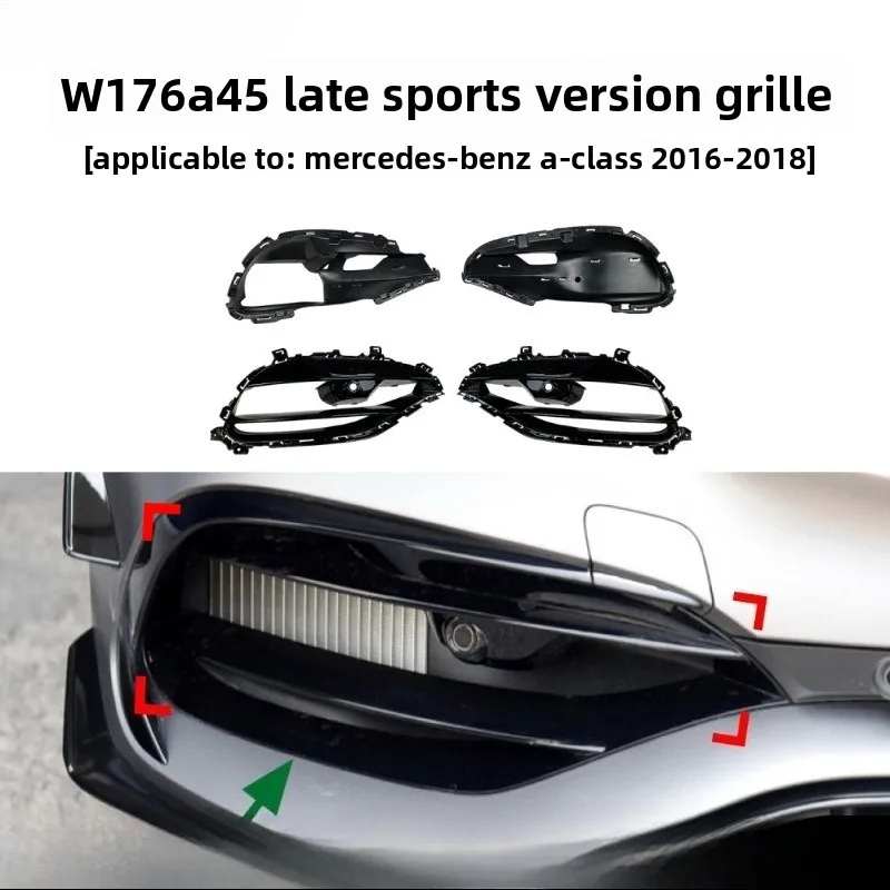 

Front Fog Light Air Vent Trim Cover Grills for Mercedes Benz Grade A 2016-2018 W176 Front Bumper A45 AMG ABS Piano Black