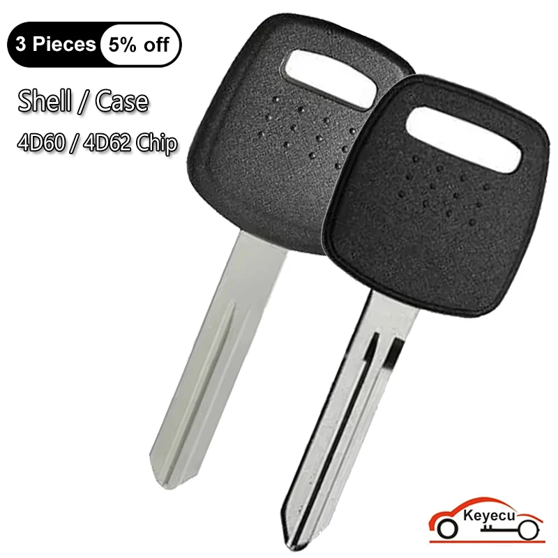 

KEYECU Case for Subaru Uncut Transponder Ignition Chip Key Shell Cover Replacement Fob 4D60 4D62 Chip + NSN14 / NSN19 Blade