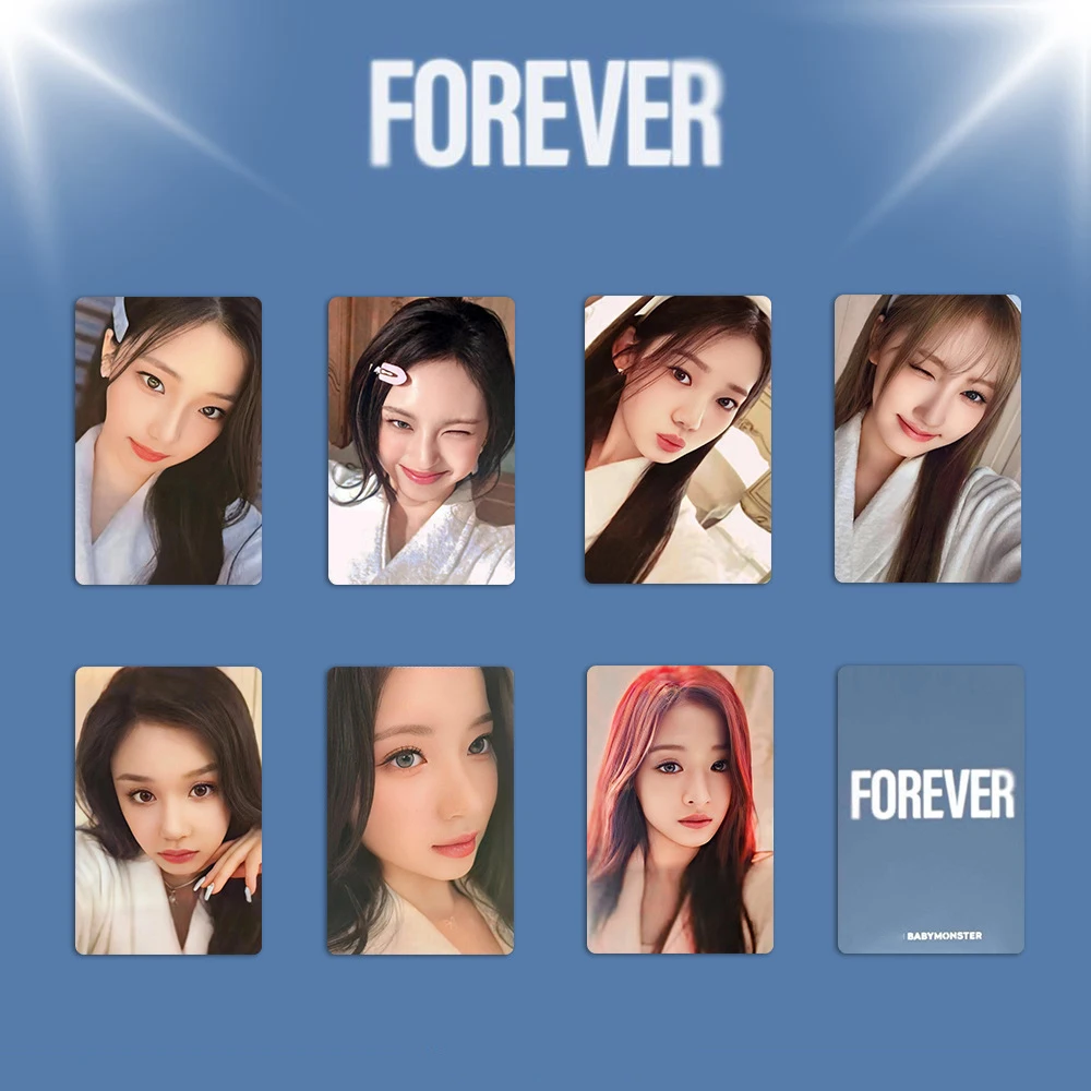 7Pcs/Set KPOP Babymonster FOREVER Album Lomo Cards Ahyeon Chiquita Ruka Asa Rami Selfie Postcards Photocards Fans Collectibles