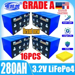 16pcs New 3.2V 320Ah 280Ah 105Ah 32Ah 3C high-power LiFePo4 Battery Class A DIY 48V solar storage rechargeable battery duty-free