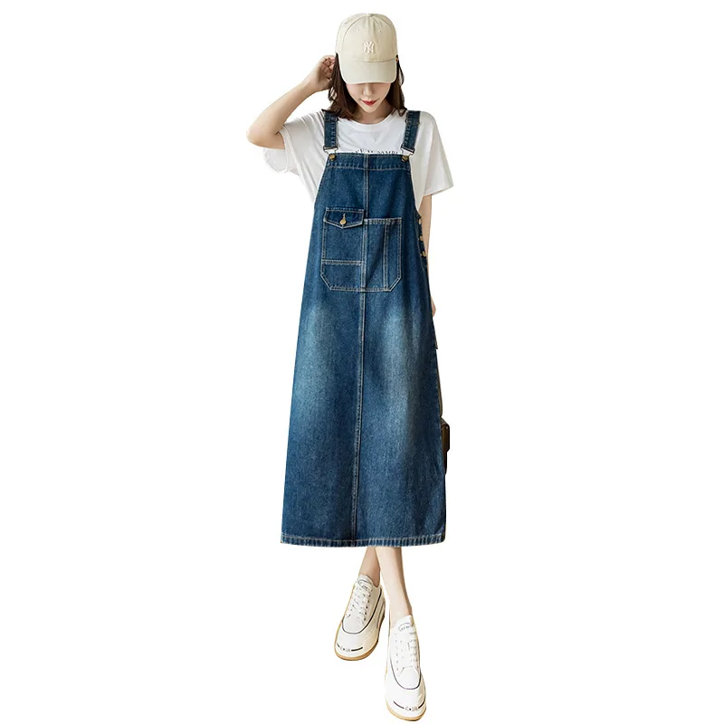 Frauen Jeans kleider Frühling Sommer lose lässige Jeans Hosenträger Riemen Kleid große Größe vielseitige mittellange weibliche Vestido