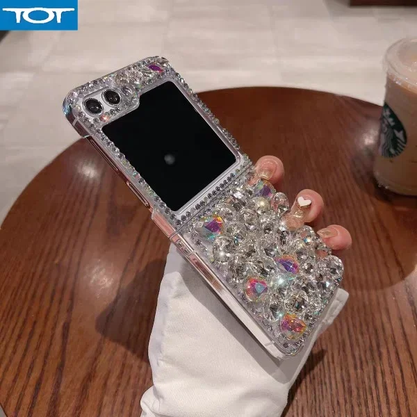 삼성 갤럭시 Z 플립 4G 6 5 4 3 5G DIY 패션 핫 3D 블링 반짝이 크리스탈 다이아몬드 향수병 하드 클리어 케이스 커버