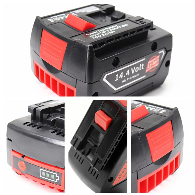 Paquete de batería de litio recargable de 14,4 V y 6000mAh, adecuado para destornilladores de Taladro Inalámbrico Bosch BAT607, BAT607G, BAT614, BAT614G