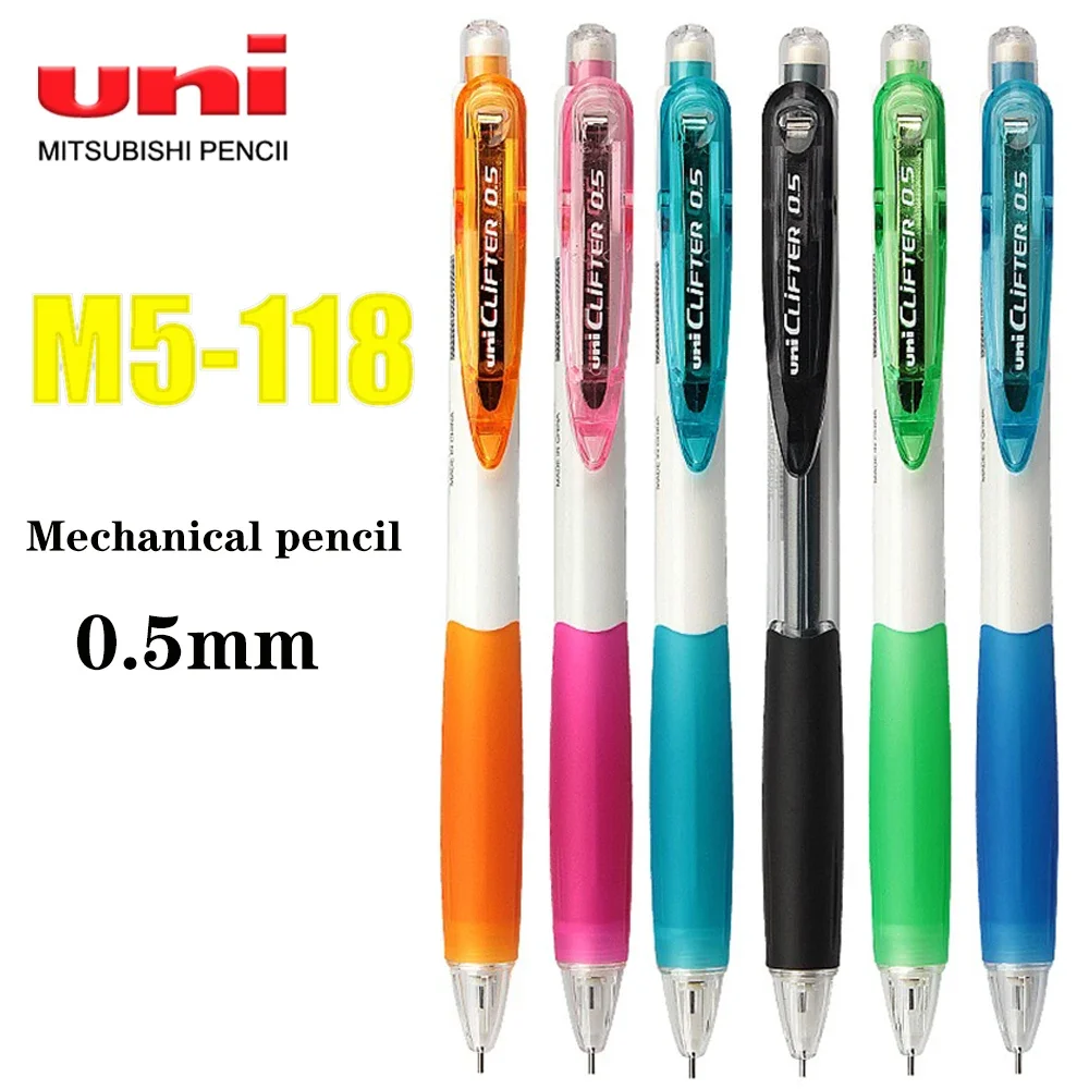 

1 шт., японский механический карандаш UNI M5-118, цветной стержень для ручки, большой зажим, автоматический карандаш 0,5 мм, школьные принадлежности, каваи, канцелярские принадлежности