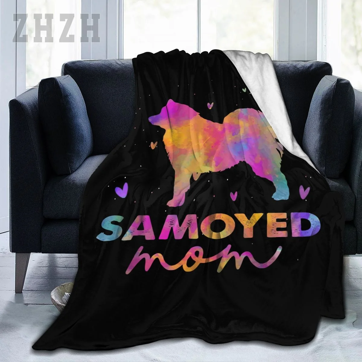 Blanket Samoyed Mom Colorful Samoyed Mama Gifts Flannel Multifunction Outdoor Camping Sofa Cover Keep Warm