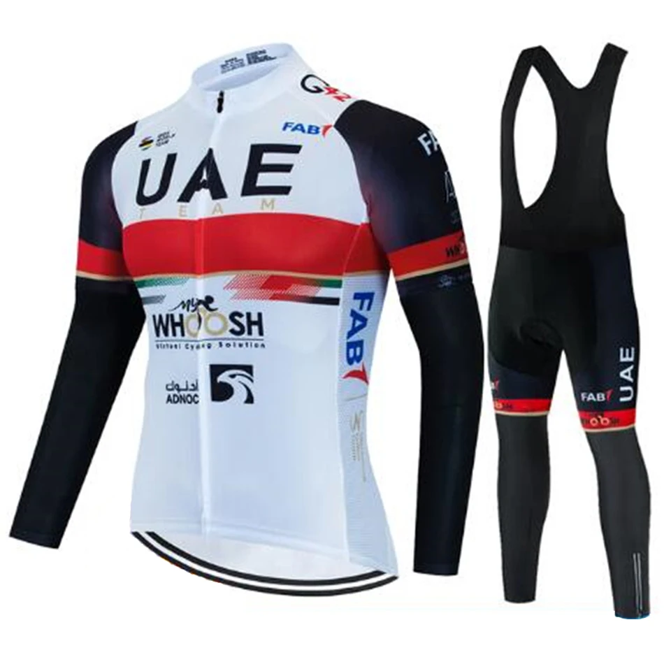 

Uae Pro Team Осенний комплект велосипедного трикотажа с длинными рукавами, брюки-комбинезон, Ropa Ciclismo, одежда, велосипедная форма, мужская одежда для велосипеда Mailllot