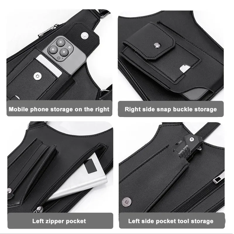 PU Leather Strap Holster Vest Bag Adjustable Double Shoulder Armpit Bag Hidden Anti-Theft Phone Pocket Chest Bag image 4