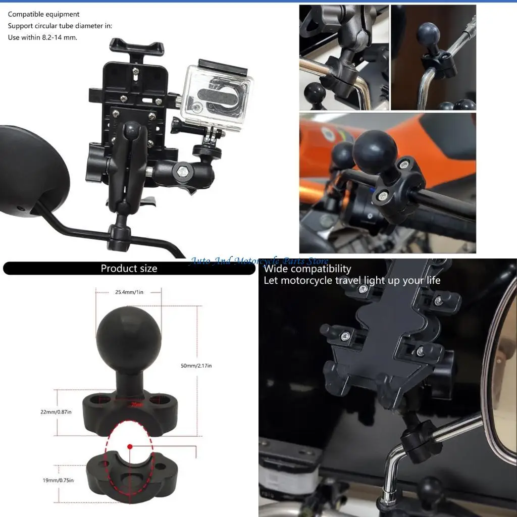 

P9FD Clamp Ball Adapter Holder для держателя телефона и зеркала мотоцикла и зеркала