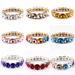 14mm Glass Crystal Round Dot Handmade Gemstones Stretchy Bangle Bracelet Women