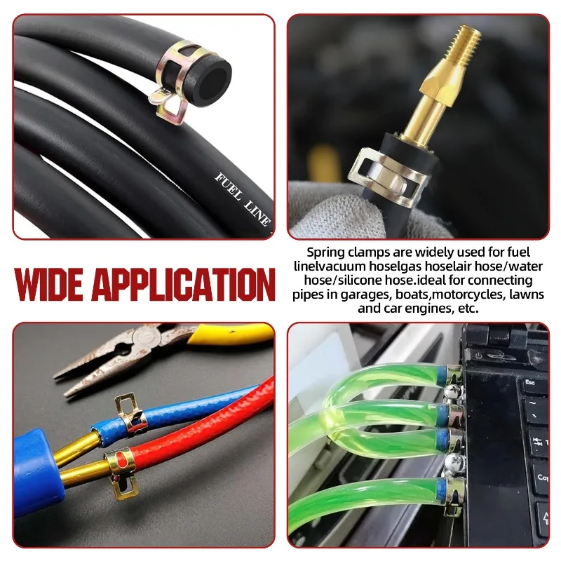 VKKM Kit assortimento fascette stringitubo con molla in acciaio legato da 75 pezzi – Durevole, a prova di perdite, multi-dimensioni per uso automobilistico e industriale