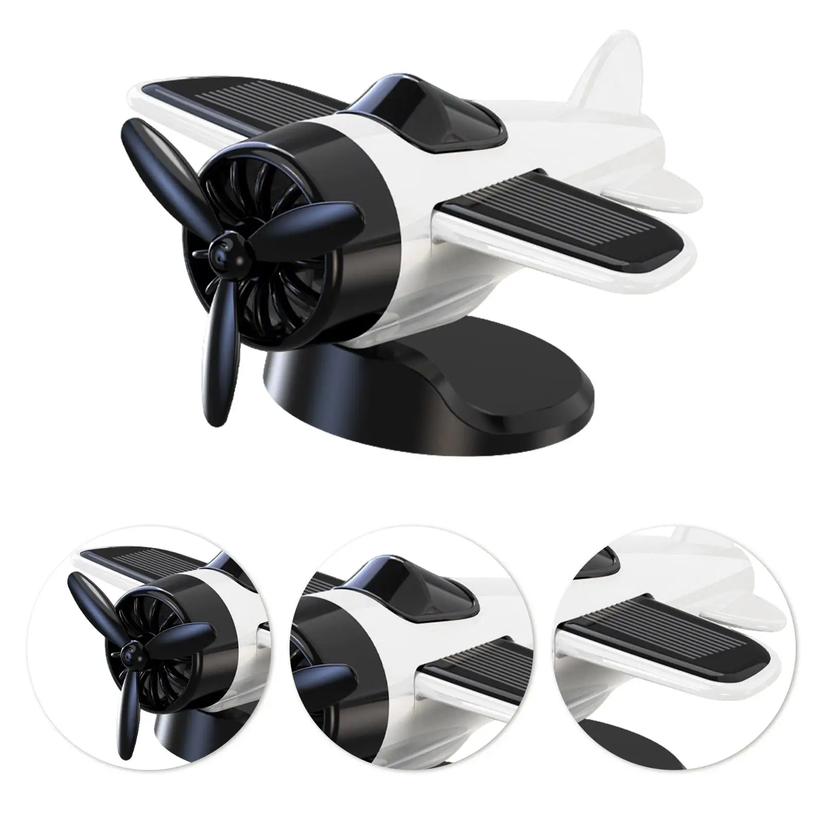 Solar Aircraft Model Sun Operated Car Interior Decoration for Birthday Gift Vehicle Decoration Office Workplace Home Desk