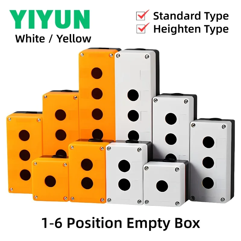 1PC 1‑6 Position Empty Box ABS Plastic Waterproof Enclosure Emergency Stop Dustproof Push Button Indicator Junction Box