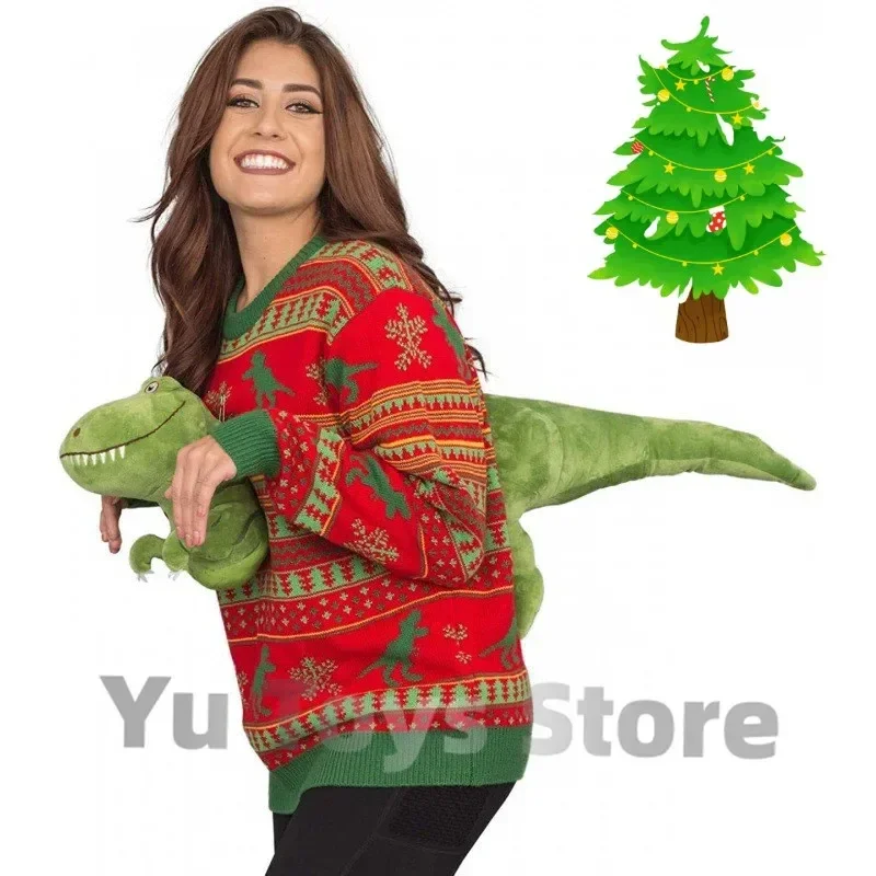 2023 Knitted Christmas Sweater Unisex 3d Dinosaur Ugly Cartoon Clothing Doll Pullover Funny Parties Holiday Jumper Top Cool Gift