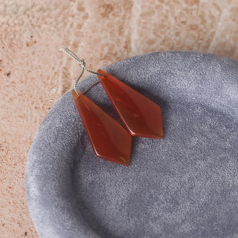 الحجر الطبيعي العقيق الأحمر أقراط 38x17x4 مللي متر الخرز 6.4 جرام شبه الكريمة مجوهرات الأزياء المرأة الإكسسوار #4