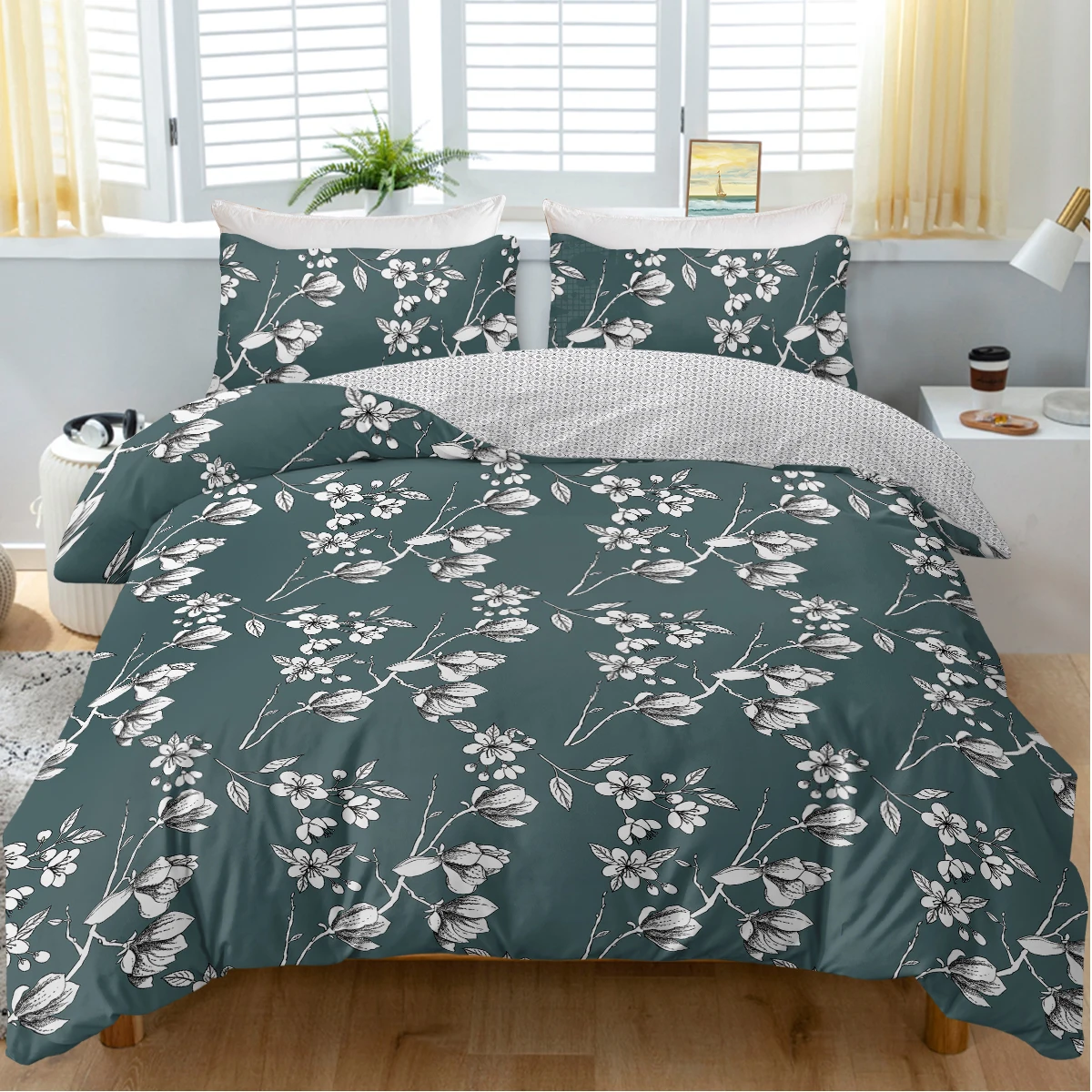 3PCS Duvet Cover Set,Floral Butterfly Geometric Paisley Gradient Printed Bedding Set,Home Bedroom Quilt Cover With Pillowcases