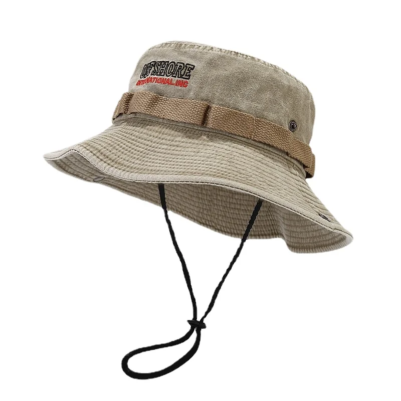 Rope Fisherman Hats Men Women Summer Outdoor Fishing Anti-Sun Panama Letter Embroidered Bucket Hat Mountaineering Travel Camp