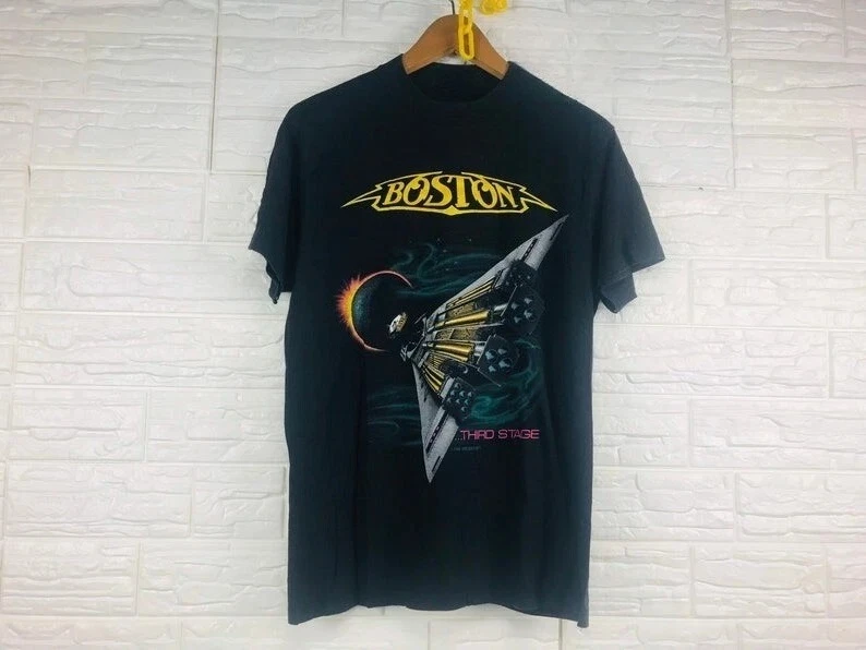 Boston American Rock Band 1987 US Tour Retro T-shirt Retro Style Suitable for Fans, Unisex, All Season Style