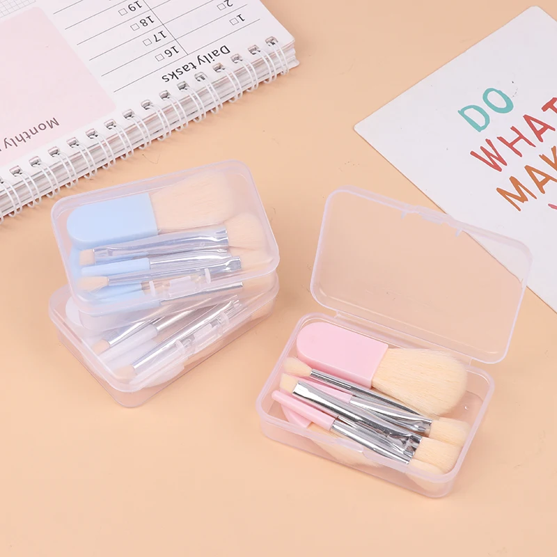 مجموعة فرش مكياج صغيرة للسفر مكونة من 6 قطع، فرشاة خافي عيوب البشرة الناعمة، أداة ظلال العيون، فرشاة الرموش، أدوات التجميل مع صندوق