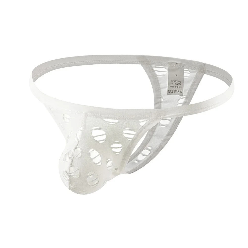 

Men's Thongs String Homme Sexy Hollow Holes Briefs Thongs Low Waist U Convex Pouch Underwear Solid G-String Panties Lingerie