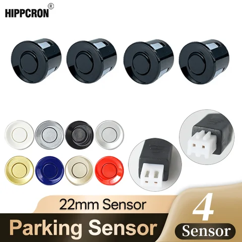 Hippcron 4PCS 22mm 자동차 주차 센서 백업 레이더 시스템 블랙 레드 블루 골드 그레이 실버 샴페인 골드 화이트 컬러 센서