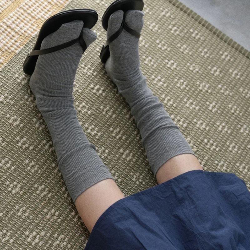High Quality Comfortable For Women Small Striped Split Toe Cotton Socks Solid Color Spring Autumn Summer Two-Toed Tabi Sox
