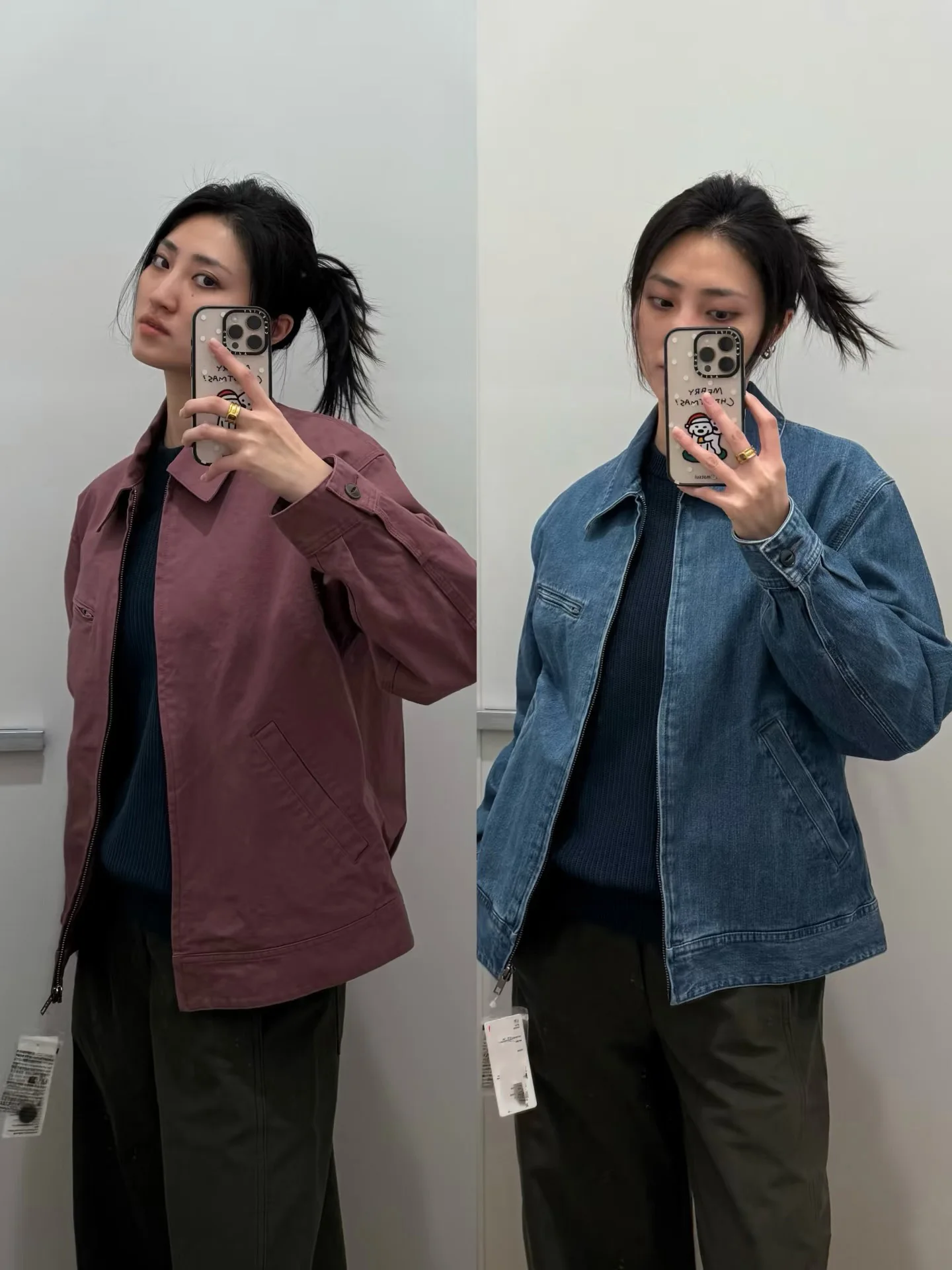 캐주얼 지퍼 데님 재킷 디트로이트 스타일 남녀공용 루즈핏 롱 슬리브 칼라 코트 코튼 뉴트럴 G