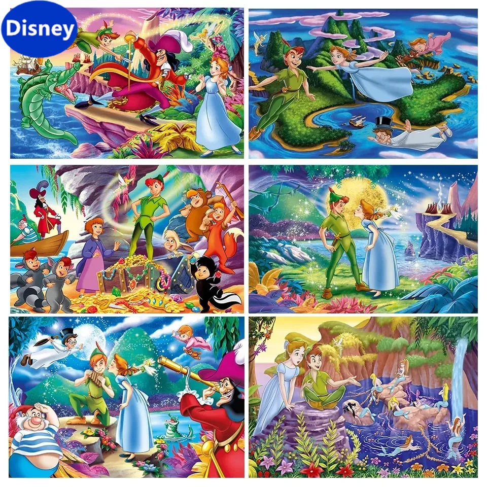 

Цветной мультяшный эльф Disney Питер Пэн, 1000 деталей, игра-головоломка, подарок для Brainstorming, украшение детской комнаты
