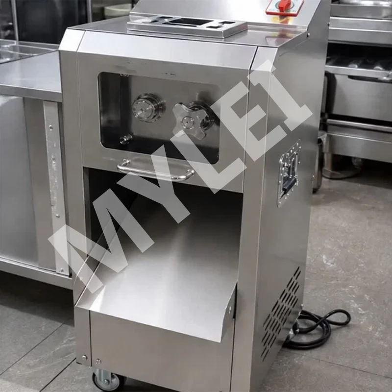 Commercial Electric Meat Cutter, Multi-Function Stainless Steel, Fully Automatic Slices, Shreds, and Dices for Restaurants